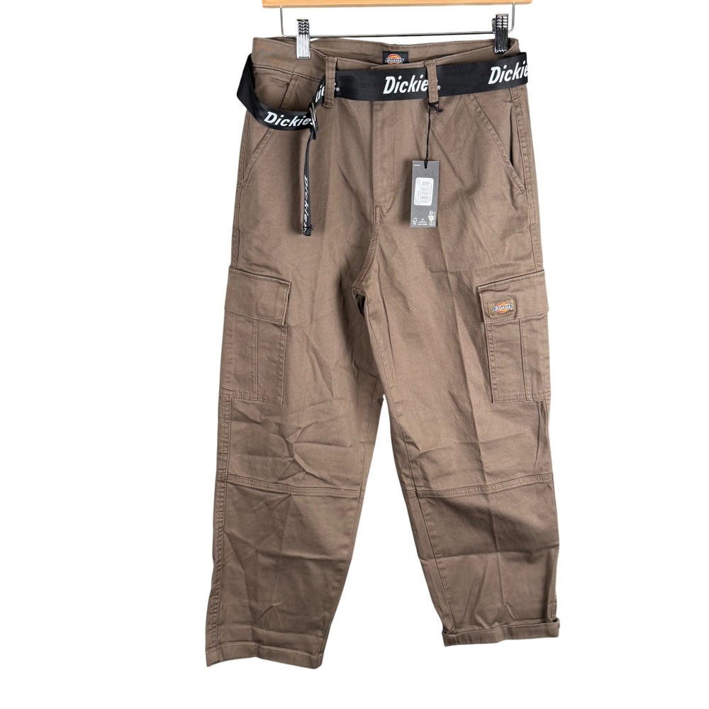Dickies Brown Woven Twill Cargo Pants with Branded Belt FPR50MR1 Mens 27x27